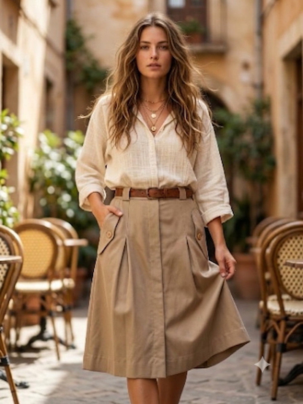 Krizia Poi Italian Vintage Wool Pleated Utility Midi Skirt Office Siren Corpcore